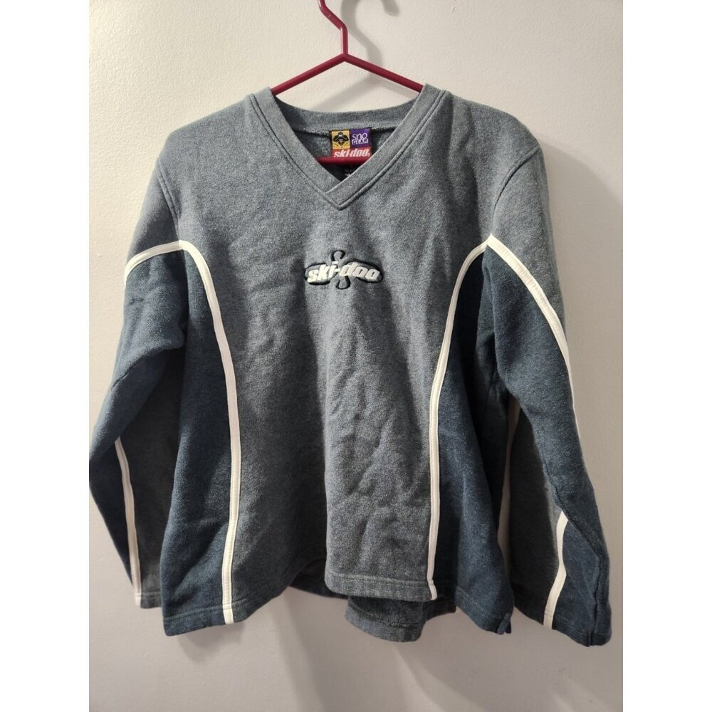 Ski-Doo Sno Gear V-Neck Sweatshirt Gray Medium Pre-Owned